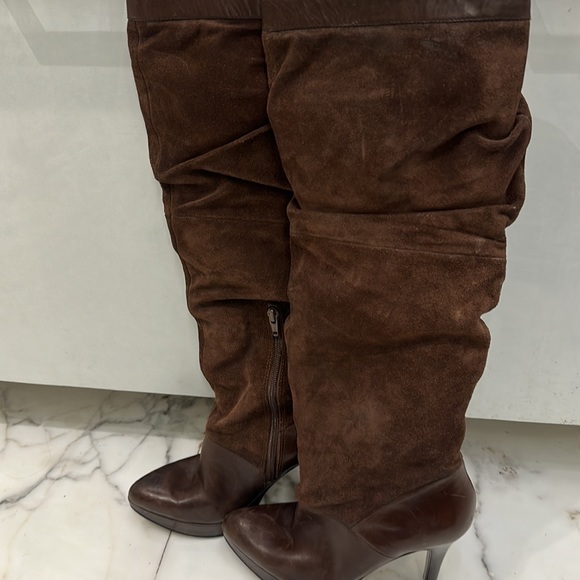 Pure Suede leather Chocolate Brown Knee high Boots in great condition! Size UK 4 - Picture 14 of 17